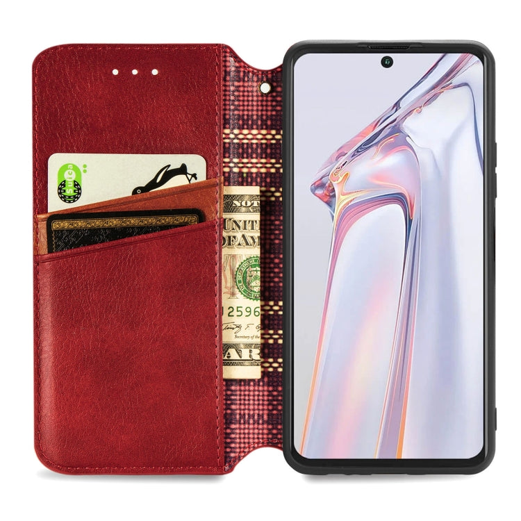 For Blackview A100 Cubic Grid Pressed Horizontal Flip Magnetic PU Leather Case with Holder & Card Slots & Wallet(Red) - More Brand by PMC Jewellery | Online Shopping South Africa | PMC Jewellery