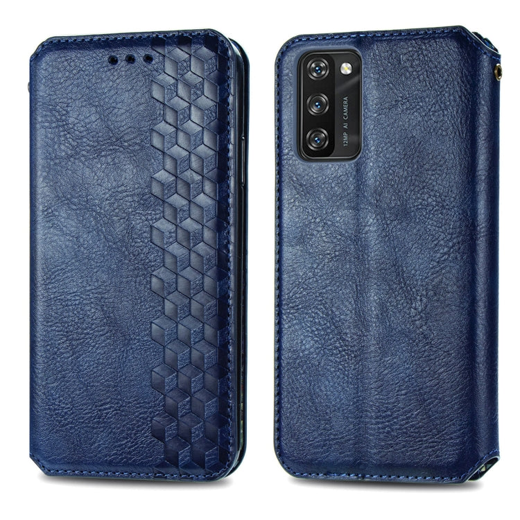 For Blackview A100 Cubic Grid Pressed Horizontal Flip Magnetic PU Leather Case with Holder & Card Slots & Wallet(Blue) - More Brand by PMC Jewellery | Online Shopping South Africa | PMC Jewellery | Buy Now Pay Later Mobicred