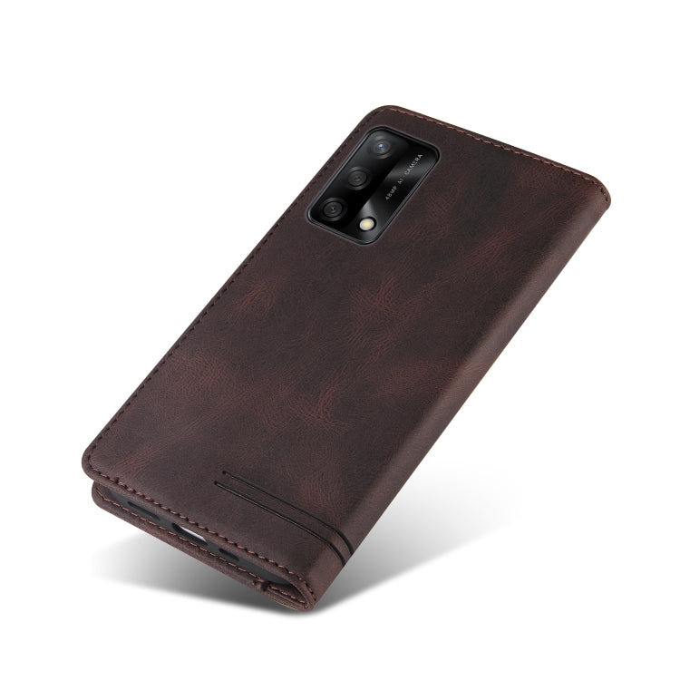 For OPPO F19 / A74 Skin Feel Anti-theft Brush Horizontal Flip Leather Case with Holder & Card Slots & Wallet(Brown) - OPPO Cases by PMC Jewellery | Online Shopping South Africa | PMC Jewellery | Buy Now Pay Later Mobicred