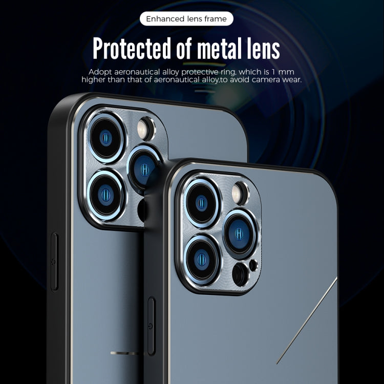 For iPhone 13 Pro R-JUST RJ-52 3-Line Style Metal TPU Shockproof Protective Case (Black) - iPhone 13 Pro Cases by R-JUST | Online Shopping South Africa | PMC Jewellery | Buy Now Pay Later Mobicred