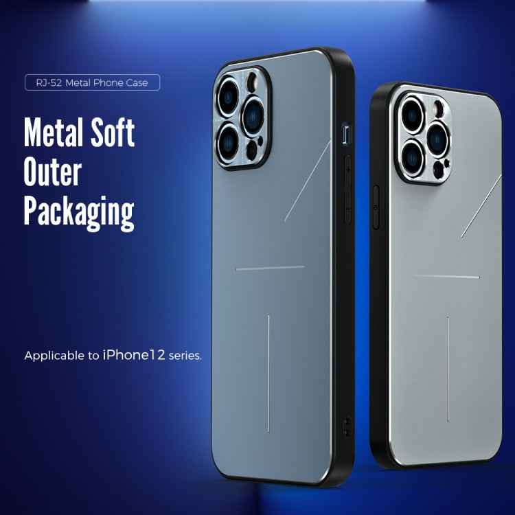 For iPhone 12 R-JUST RJ-52 3-Line Style Metal TPU Shockproof Protective Case(Black) - iPhone 12 / 12 Pro Cases by R-JUST | Online Shopping South Africa | PMC TechLife | Buy Now Pay Later Mobicred