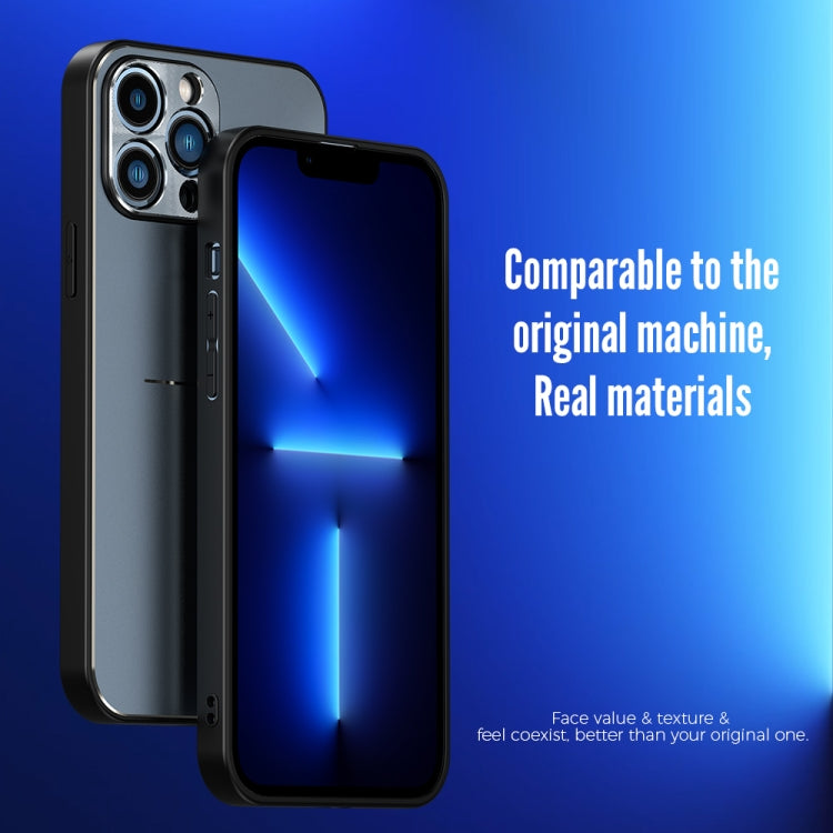 For iPhone 12 Pro Max R-JUST RJ-52 3-Line Style Metal TPU Shockproof Protective Case(Blue) - iPhone 12 Pro Max Cases by R-JUST | Online Shopping South Africa | PMC Jewellery