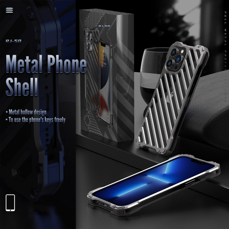 For iPhone 12 Pro R-JUST RJ-50 Hollow Breathable Armor Metal Shockproof Protective Case(Silver Grey) - free shipping - PMC TechLife - Order now!
