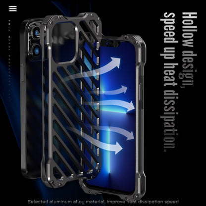 For iPhone 12 Pro Max R-JUST RJ-50 Hollow Breathable Armor Metal Shockproof Protective Case(Silver Grey) - iPhone 12 Pro Max Cases by R-JUST | Online Shopping South Africa | PMC Jewellery
