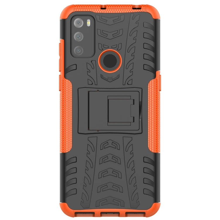 For Alcatel 3L (2021) Tire Texture Shockproof TPU+PC Protective Case with Holder(Orange) - Alcatel Cases by PMC TechLife | Online Shopping South Africa | PMC TechLife | Buy Now Pay Later Mobicred