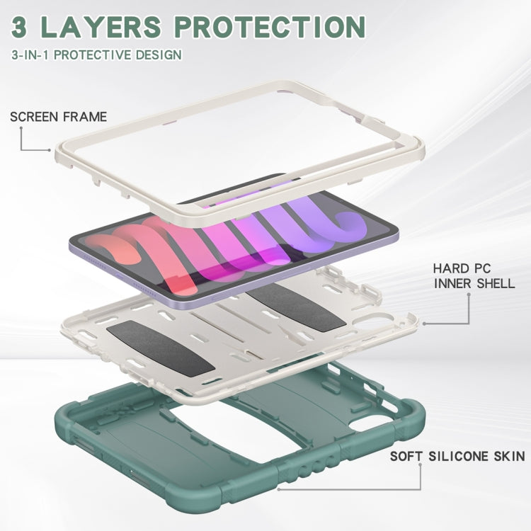 For iPad mini 6 3-Layer Protection Screen Frame + PC + Silicone Shockproof Combination Tablet Case with Holder(Emerald Green) - iPad mini 6 Cases by PMC Jewellery | Online Shopping South Africa | PMC Jewellery | Buy Now Pay Later Mobicred