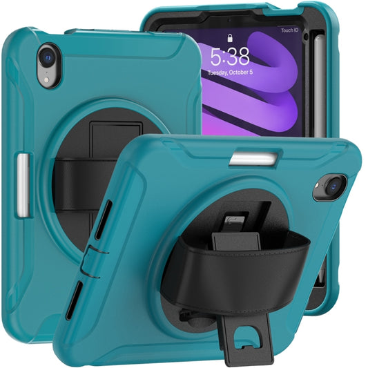 For iPad mini 6 360 Degree Rotation PC + TPU Protective Tablet Case with Holder & Hand-strap(Blue) - iPad mini 6 Cases by PMC Jewellery | Online Shopping South Africa | PMC Jewellery | Buy Now Pay Later Mobicred