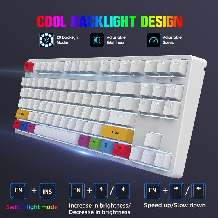 HXSJ L600 87 Keys USB-C / Type-C Wired Red Shaft Mechanical Keyboard with Cool Backlight(Black) - free shipping - PMC Jewellery - Order now!