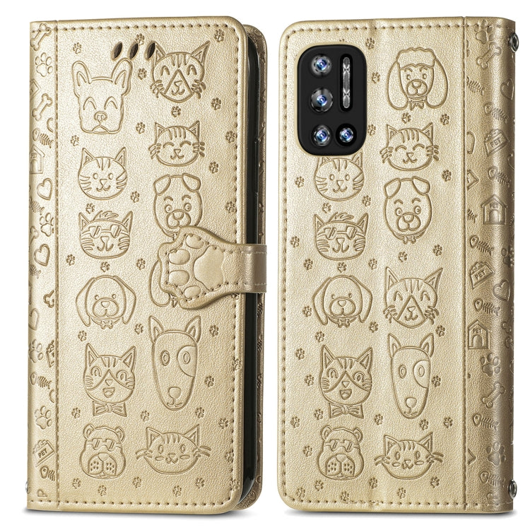 For Doogee N40 Pro Cat and Dog Embossed Horizontal Flip Phone Leather Case with Holder & Card Slot & Wallet & Lanyard(Gold) - More Brand by PMC Jewellery | Online Shopping South Africa | PMC Jewellery | Buy Now Pay Later Mobicred