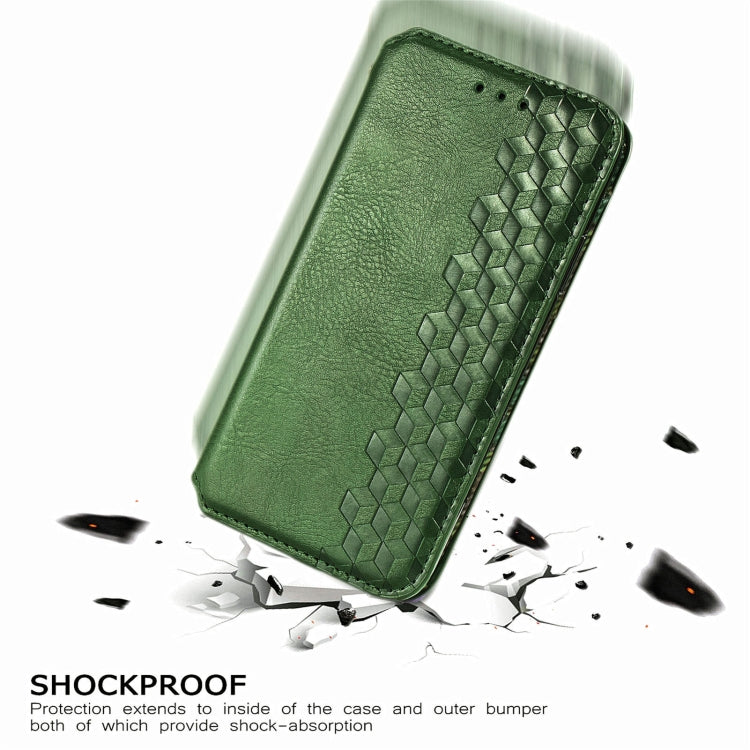 For Doogee N40 Pro Cubic Grid Pressed Horizontal Flip Magnetic Leather Case with Holder & Card Slots & Wallet(Green) - More Brand by PMC Jewellery | Online Shopping South Africa | PMC Jewellery | Buy Now Pay Later Mobicred