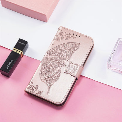 For DOOGEE N40 Pro Butterfly Love Flowers Embossed Horizontal Flip Leather Case with Holder & Card Slots & Wallet & Lanyard(Rose Gold) - More Brand by PMC Jewellery | Online Shopping South Africa | PMC Jewellery | Buy Now Pay Later Mobicred