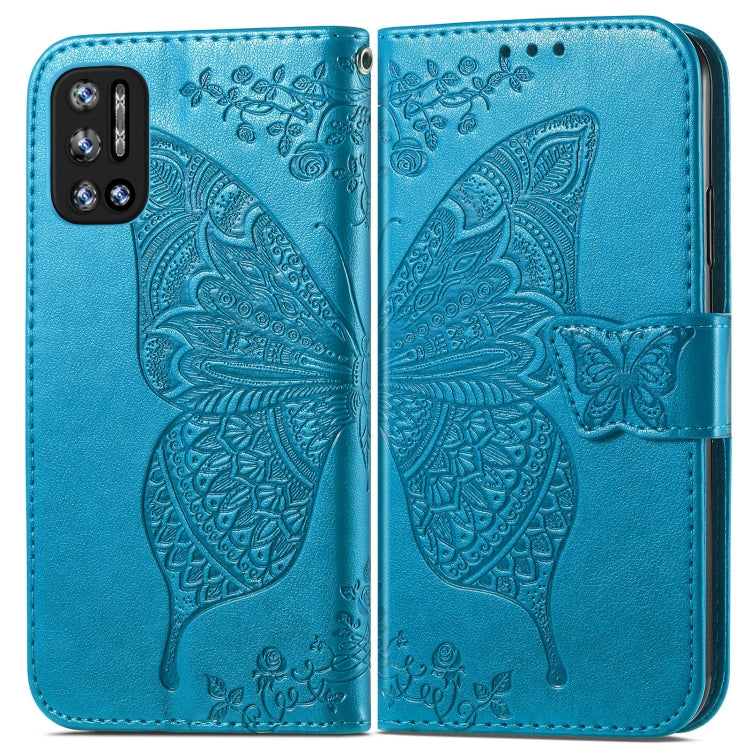 For DOOGEE N40 Pro Butterfly Love Flowers Embossed Horizontal Flip Leather Case with Holder & Card Slots & Wallet & Lanyard(Blue) - More Brand by PMC Jewellery | Online Shopping South Africa | PMC Jewellery | Buy Now Pay Later Mobicred