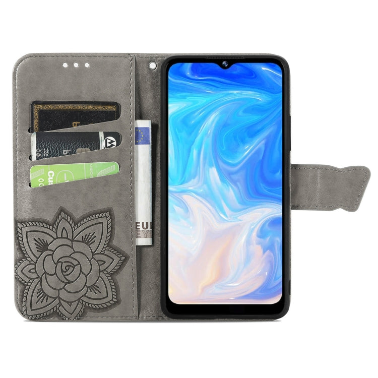 For DOOGEE N40 Pro Butterfly Love Flowers Embossed Horizontal Flip Leather Case with Holder & Card Slots & Wallet & Lanyard(Grey) - More Brand by PMC Jewellery | Online Shopping South Africa | PMC Jewellery | Buy Now Pay Later Mobicred