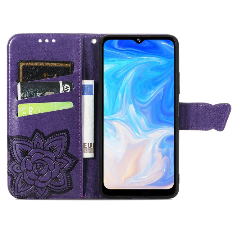 For DOOGEE N40 Pro Butterfly Love Flowers Embossed Horizontal Flip Leather Case with Holder & Card Slots & Wallet & Lanyard(Dark Purple) - More Brand by PMC Jewellery | Online Shopping South Africa | PMC Jewellery | Buy Now Pay Later Mobicred