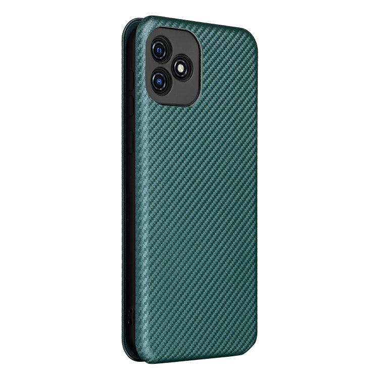 For Blackview Oscal C20 Carbon Fiber Texture Horizontal Flip Leather Phone Case with Card Slot(Green) - More Brand by PMC Jewellery | Online Shopping South Africa | PMC Jewellery | Buy Now Pay Later Mobicred