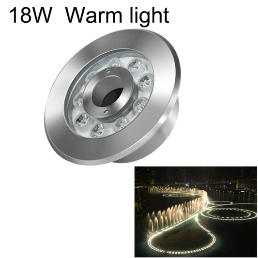 18W Landscape Ring LED Stainless Steel Underwater Fountain Light(Warm Light) - Underwater Lights by PMC Jewellery | Online Shopping South Africa | PMC Jewellery | Buy Now Pay Later Mobicred