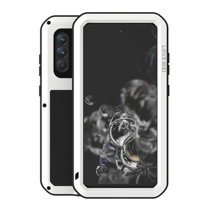 For Samsung Galaxy S21 FE LOVE MEI Metal Shockproof Waterproof Dustproof Protective Phone Case with Glass(White) - Galaxy Phone Cases by LOVE MEI | Online Shopping South Africa | PMC Jewellery