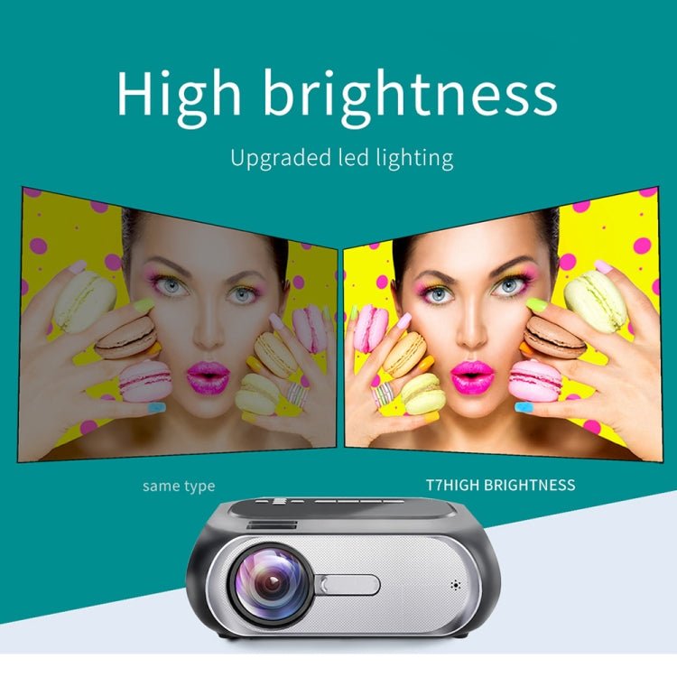 T7 1920x1080P 200 ANSI Portable Home Theater LED HD Digital Projector, Same Screen Version, EU Plug(Black) - LED Projector by PMC TechLife | Online Shopping South Africa | PMC TechLife | Buy Now Pay Later Mobicred