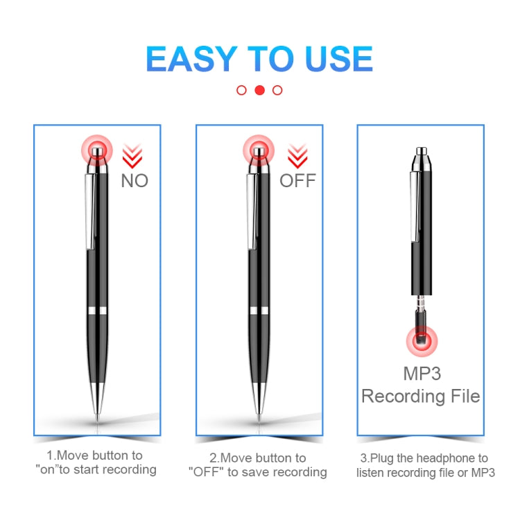Q90 Intelligent HD Digital Noise Reduction Recording Pen, Capacity:4GB(Black) - Recording Pen by PMC TechLife | Online Shopping South Africa | PMC TechLife | Buy Now Pay Later Mobicred