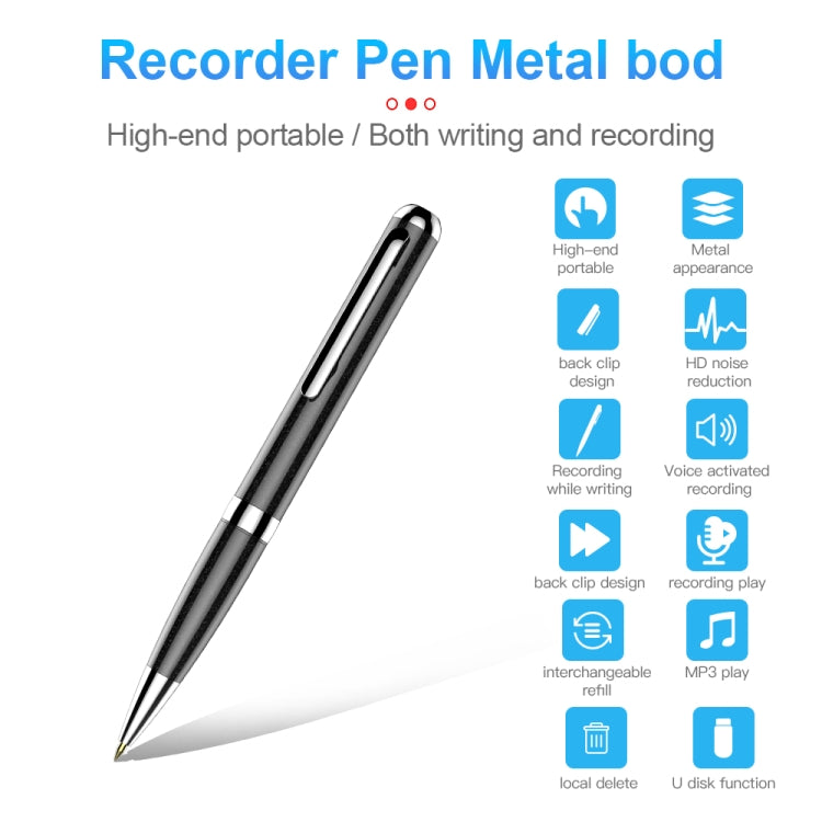 Q96 Intelligent HD Digital Noise Reduction Recording Pen, Capacity:16GB(Black) - Recording Pen by PMC Jewellery | Online Shopping South Africa | PMC Jewellery | Buy Now Pay Later Mobicred