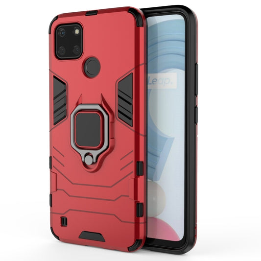 For OPPO Realme C21Y Shockproof PC + TPU Protective Case with Magnetic Ring Holder(Red) - Realme Cases by PMC Jewellery | Online Shopping South Africa | PMC Jewellery | Buy Now Pay Later Mobicred