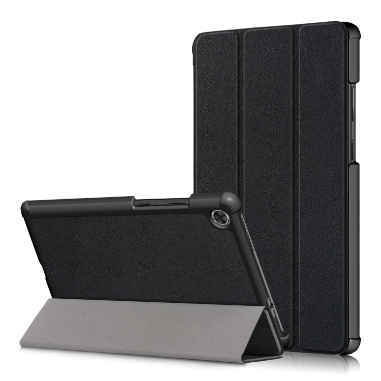 For Lenovo Tab M8 Custer Texture Horizontal Flip Smart TPU Leather Case with Three-folding Holder(Black) - Lenovo by PMC TechLife | Online Shopping South Africa | PMC TechLife | Buy Now Pay Later Mobicred