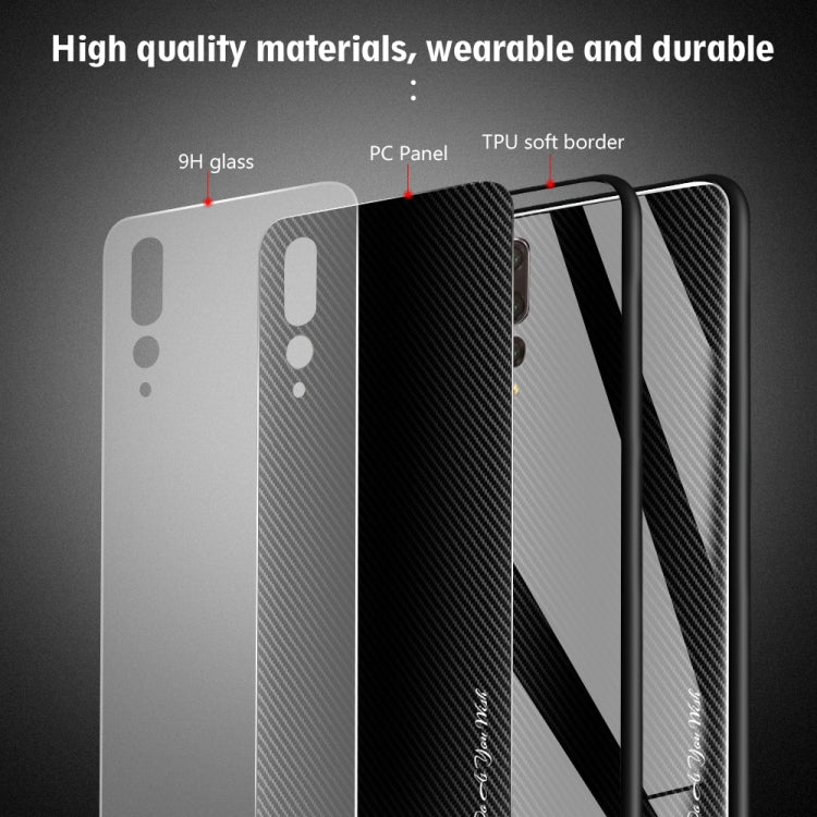 For Huawei P20 Pro Texture Gradient Glass Protective Case(Blue) - Huawei Cases by PMC TechLife | Online Shopping South Africa | PMC TechLife | Buy Now Pay Later Mobicred