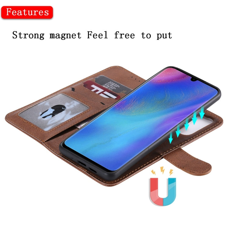 For Huawei P30 Pro Solid Color Horizontal Flip Protective Case with Holder & Card Slots & Wallet & Photo Frame & Lanyard(Brown) - Huawei Cases by PMC Jewellery | Online Shopping South Africa | PMC Jewellery