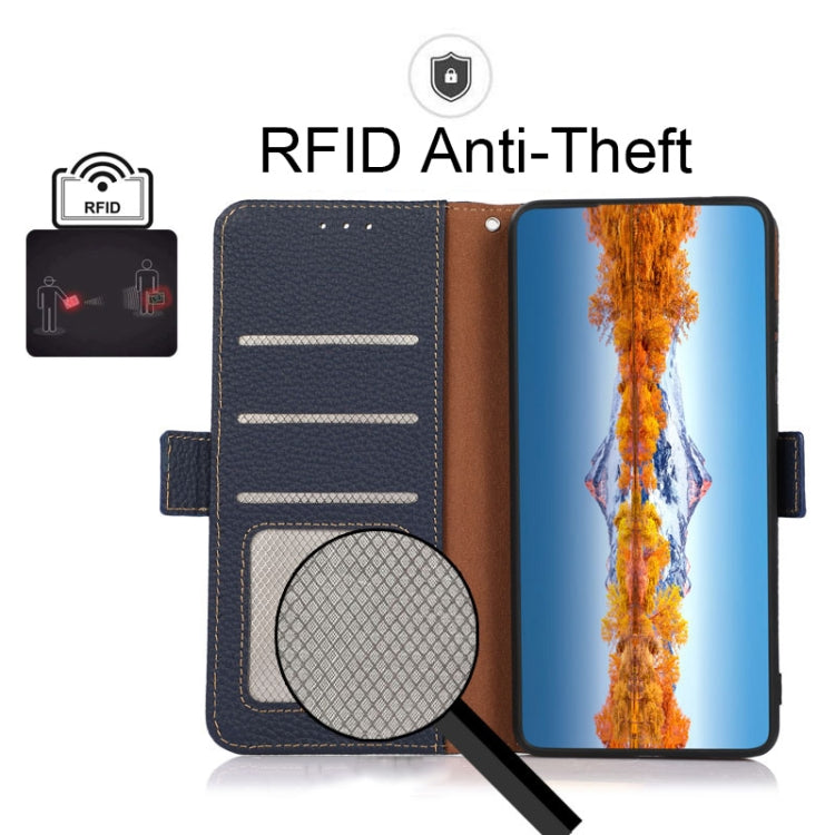 For Nokia XR20 KHAZNEH Side-Magnetic Litchi Genuine Leather RFID Phone Case(Blue) - Nokia Cases by PMC TechLife | Online Shopping South Africa | PMC TechLife | Buy Now Pay Later Mobicred