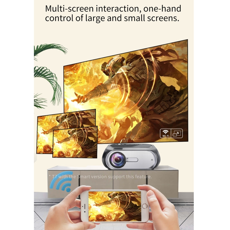 T7i 720P 200 ANSI Home Theater LED HD Digital Projector, Same Screen Version, EU Plug(Silver Grey) - LED Projector by PMC Jewellery | Online Shopping South Africa | PMC Jewellery | Buy Now Pay Later Mobicred