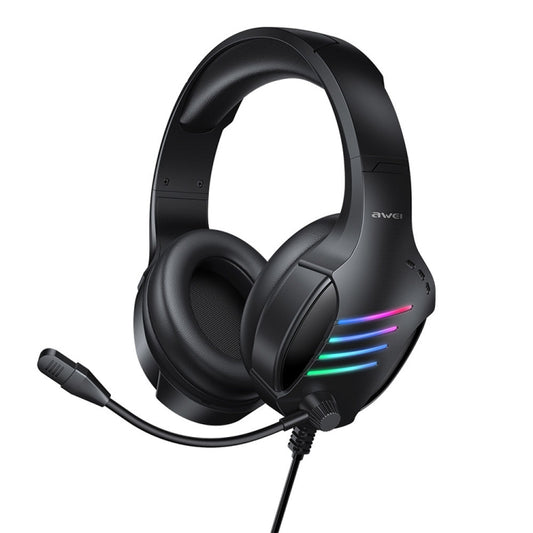 awei GM-5 USB + 3.5mm Ambient Light Gaming Wired Headset with Microphone(Black) - Multimedia Headset by awei | Online Shopping South Africa | PMC Jewellery | Buy Now Pay Later Mobicred