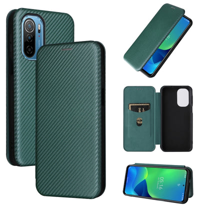 For Ulefone Note 13P Carbon Fiber Texture Horizontal Flip PU Phone Case(Green) - Ulefone Cases by PMC Jewellery | Online Shopping South Africa | PMC Jewellery | Buy Now Pay Later Mobicred