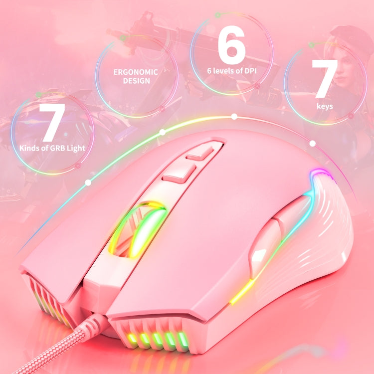 ONIKUMA CW905 RGB Lighting Wired Mouse(Pink) - Wired Mice by ONIKUMA | Online Shopping South Africa | PMC Jewellery | Buy Now Pay Later Mobicred