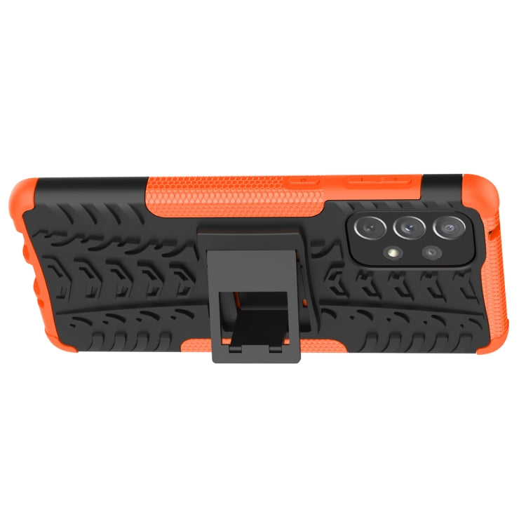 For Samsung Galaxy A73 5G Tire Texture Shockproof TPU+PC Phone Case with Holder(Orange) - Galaxy Phone Cases by PMC Jewellery | Online Shopping South Africa | PMC Jewellery