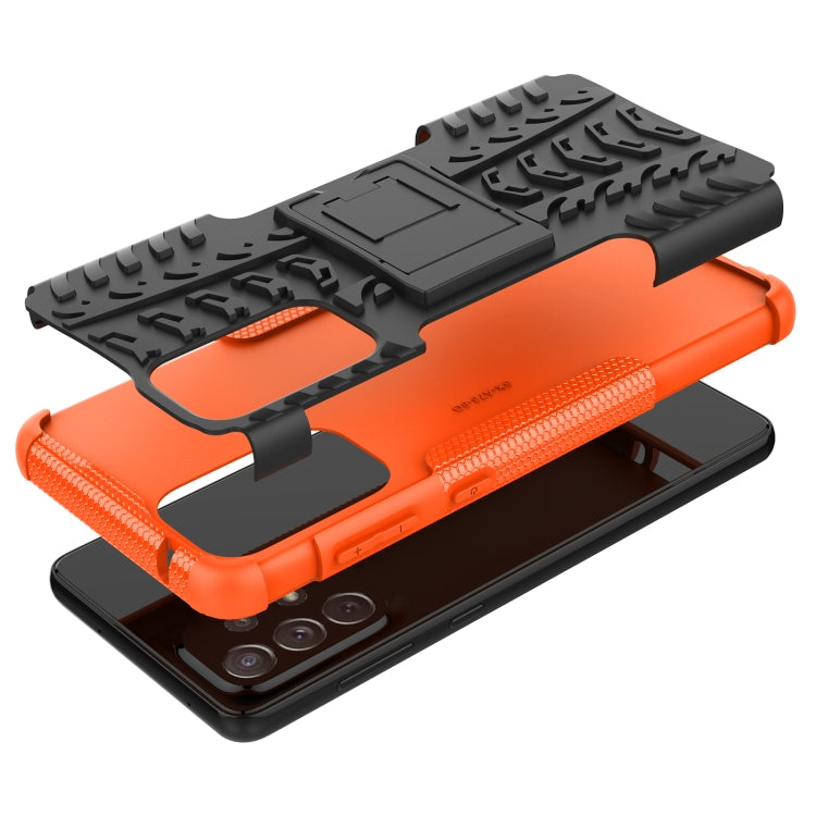 For Samsung Galaxy A73 5G Tire Texture Shockproof TPU+PC Phone Case with Holder(Orange) - Galaxy Phone Cases by PMC TechLife | Online Shopping South Africa | PMC TechLife