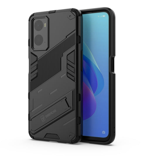 For OPPO A36 4G (China) / Realme 9i Punk Armor PC + TPU Phone Case with Holder(Black) - Realme Cases by PMC Jewellery | Online Shopping South Africa | PMC Jewellery | Buy Now Pay Later Mobicred