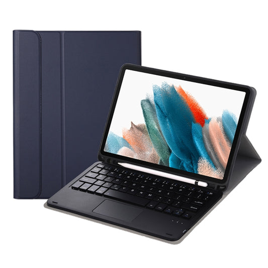 A08B-A Bluetooth Keyboard Leather Case with Pen Slot & Touchpad For Samsung Galaxy Tab A8 2021 SM-X205 / SM-X200(Blue) - Samsung Keyboard by PMC Jewellery | Online Shopping South Africa | PMC Jewellery