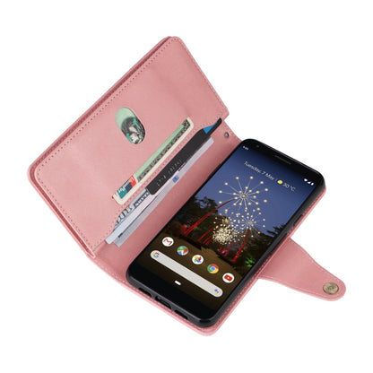 For Google Pixel 3A XL Rivet Buckle 9 Cards Three Fold Leather Phone Case(Rose Gold) - Google Cases by PMC Jewellery | Online Shopping South Africa | PMC Jewellery | Buy Now Pay Later Mobicred