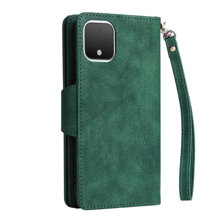 For Google Pixel 4 Rivet Buckle 9 Cards Three Fold Leather Phone Case(Green) - free shipping - PMC TechLife - Order now!