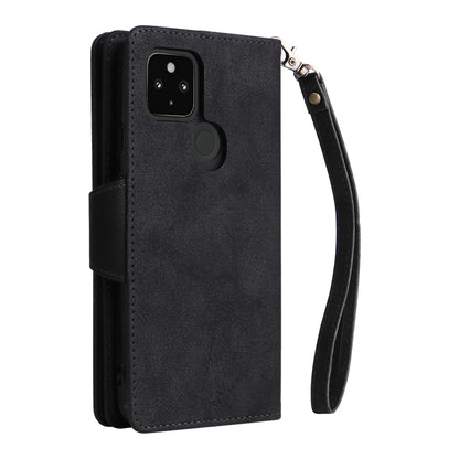 For Google Pixel 4A 5G Rivet Buckle 9 Cards Three Fold Leather Phone Case(Black) - Google Cases by PMC Jewellery | Online Shopping South Africa | PMC Jewellery | Buy Now Pay Later Mobicred