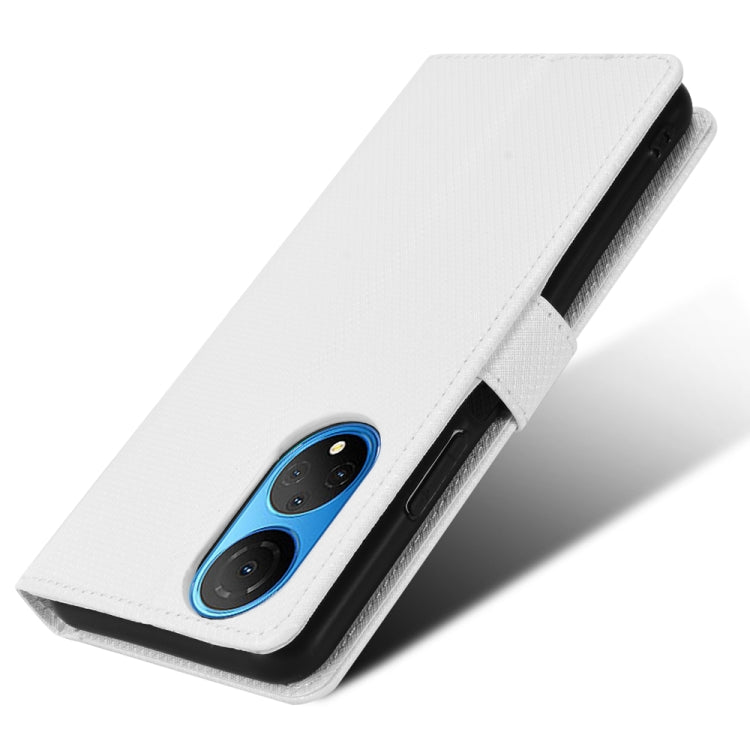 For Honor X7 Diamond Texture Leather Phone Case(White) - Honor Cases by PMC TechLife | Online Shopping South Africa | PMC TechLife