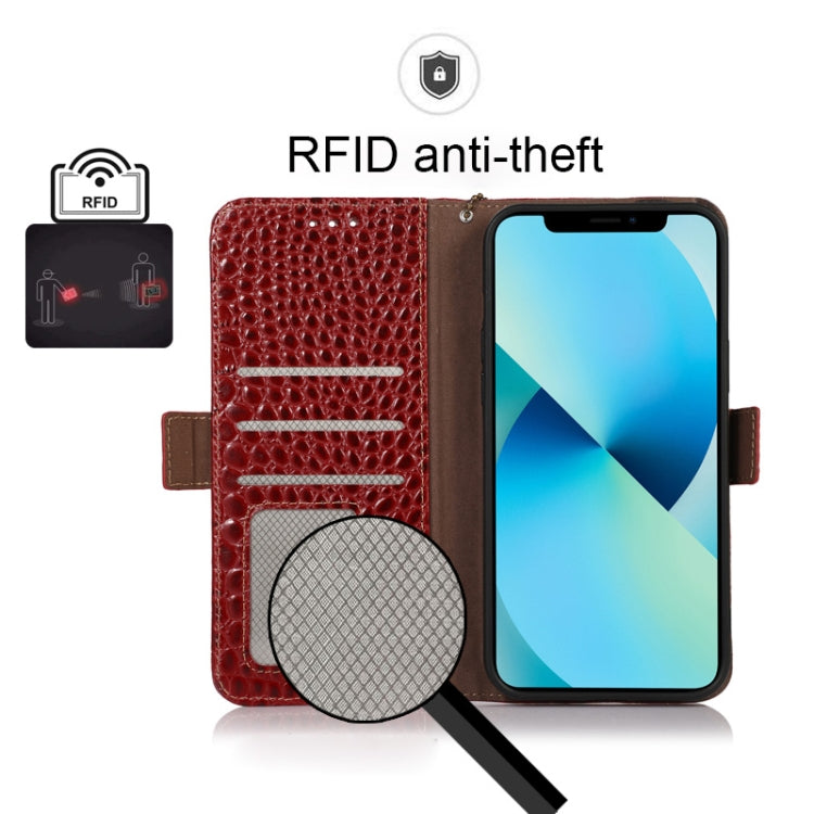 For Motorola Moto G52 4G Crocodile Top Layer Cowhide Leather Phone Case(Red) - Motorola Cases by PMC TechLife | Online Shopping South Africa | PMC TechLife | Buy Now Pay Later Mobicred