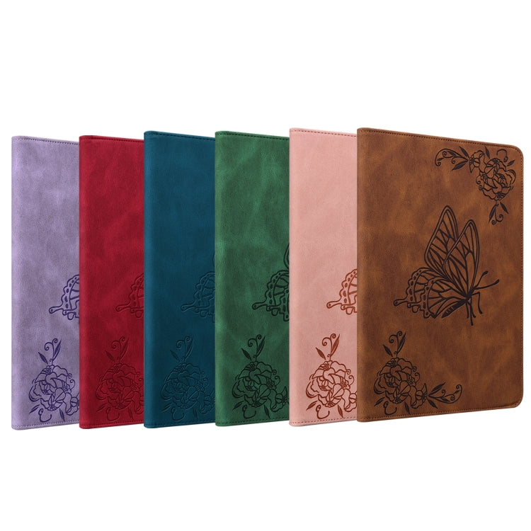 For Amazon Kindle Fire HD 10 2019 / 2017 Butterfly Flower Embossed Leather Tablet Case(Blue) - Amazon by PMC TechLife | Online Shopping South Africa | PMC TechLife | Buy Now Pay Later Mobicred