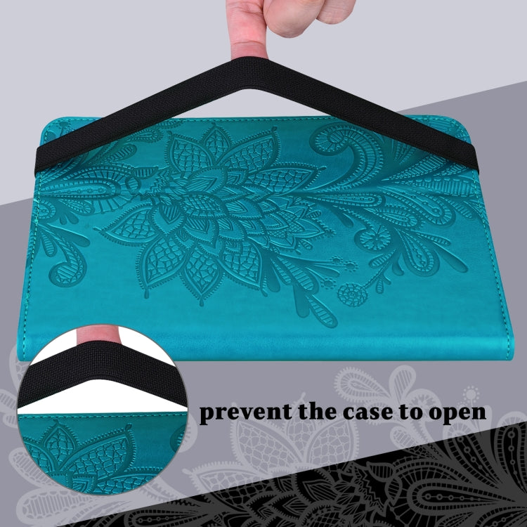 For Lenovo M10 Plus 10.6 3rd Gen 2022 Lace Flower Embossing Pattern Leather Tablet Case(Blue) - Lenovo by PMC TechLife | Online Shopping South Africa | PMC TechLife | Buy Now Pay Later Mobicred