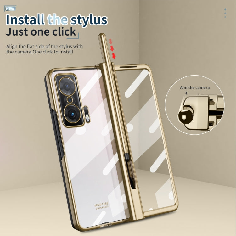 For Honor Magic V Full Body Electroplating Hinge Phone Case with Stylus(Gold) - Honor Cases by PMC TechLife | Online Shopping South Africa | PMC TechLife
