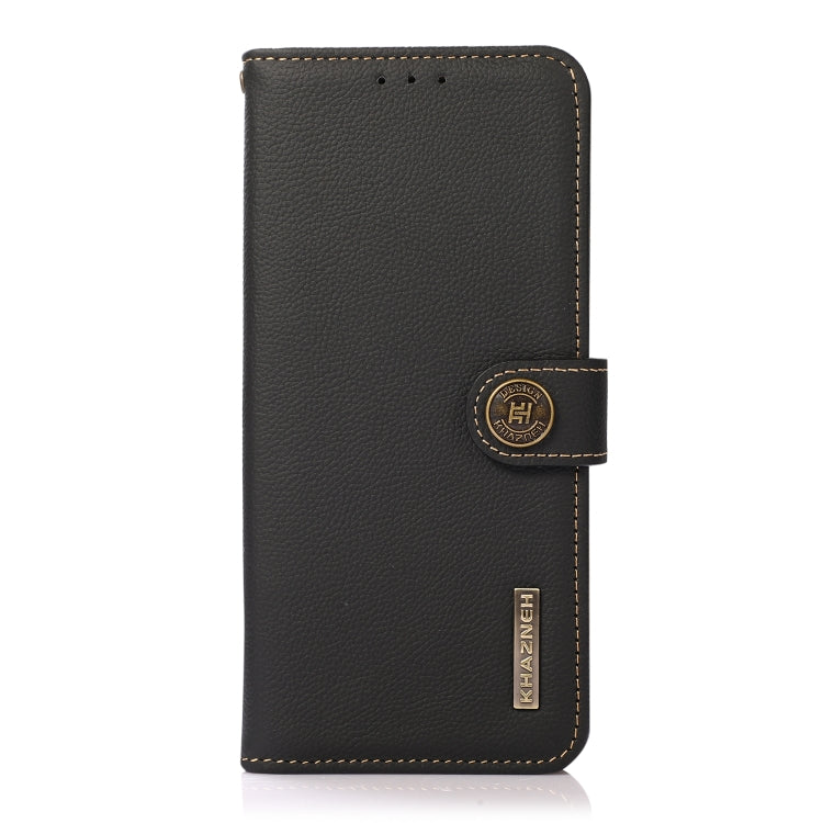 For Sharp Aquos R7 KHAZNEH Custer Genuine Leather RFID Phone Case(Black) - More Brand by PMC TechLife | Online Shopping South Africa | PMC TechLife | Buy Now Pay Later Mobicred