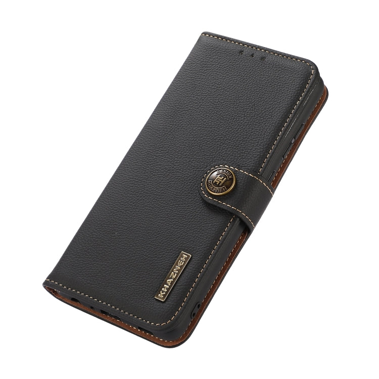 For Sharp Aquos R7 KHAZNEH Custer Genuine Leather RFID Phone Case(Black) - More Brand by PMC TechLife | Online Shopping South Africa | PMC TechLife | Buy Now Pay Later Mobicred