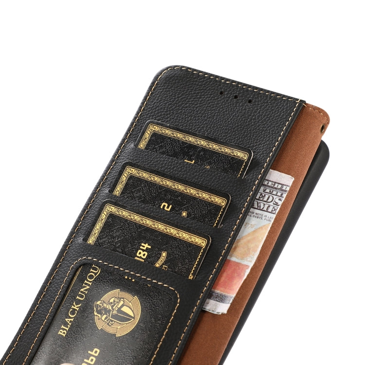 For Sharp Aquos R7 KHAZNEH Custer Genuine Leather RFID Phone Case(Black) - More Brand by PMC TechLife | Online Shopping South Africa | PMC TechLife | Buy Now Pay Later Mobicred