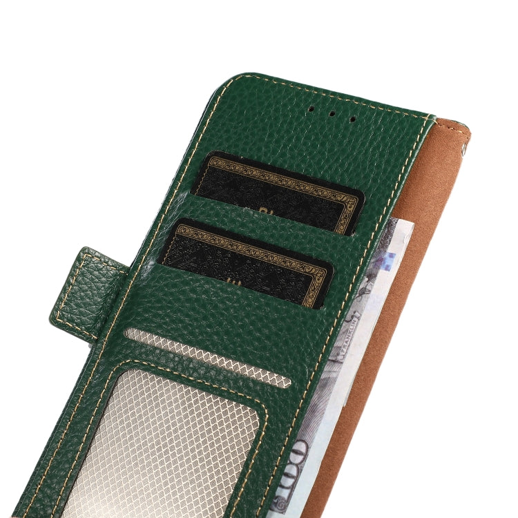 For Sharp Aquos R7 KHAZNEH Side-Magnetic Litchi Genuine Leather RFID Phone Case(Green) - More Brand by PMC TechLife | Online Shopping South Africa | PMC TechLife | Buy Now Pay Later Mobicred