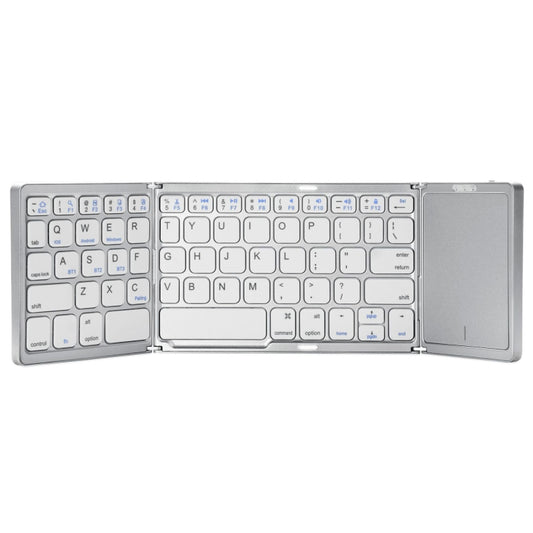 B089T Foldable Bluetooth Keyboard Rechargeable with Touchpad(Silver) - Wireless Keyboard by PMC Jewellery | Online Shopping South Africa | PMC Jewellery | Buy Now Pay Later Mobicred